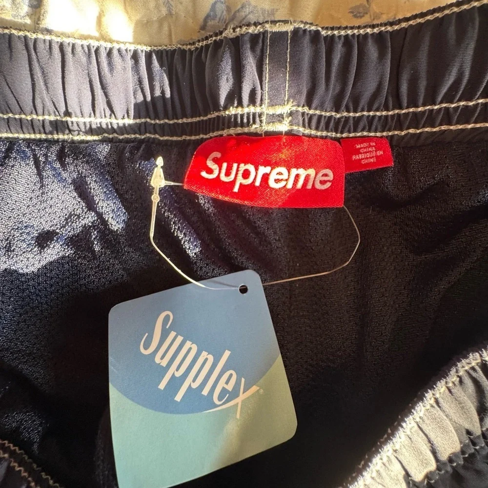 Supreme  spell out embroidered Dark Blue Logo Track Pants